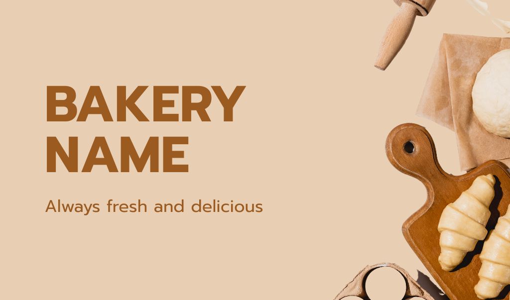 Bakery Ad with Dough for Croissants Business card Tasarım Şablonu