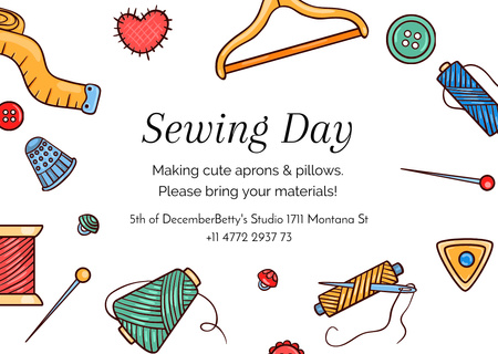 Sewing day event Announcement Card Design Template