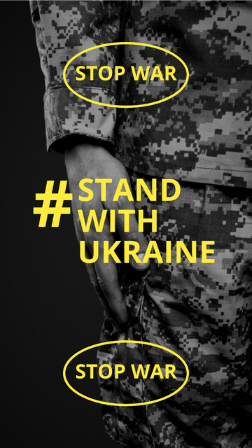 Ukrainian Soldier Silhouette Instagram Story Modelo de Design