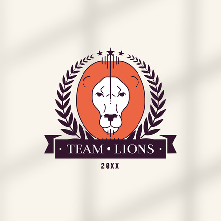 Designvorlage Sportmannschaftsemblem mit Löwe im Rahmen für Logo