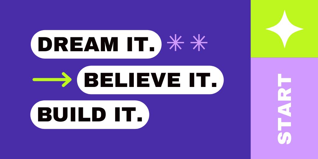 Ontwerpsjabloon van Twitter van Inspirational Quote about Dreaming and Believing