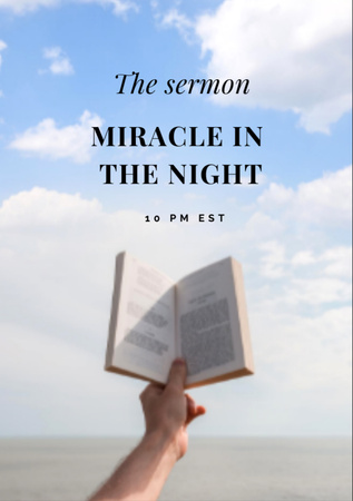 Platilla de diseño Church Sermon Announcement with Bible in Hand Flyer A7