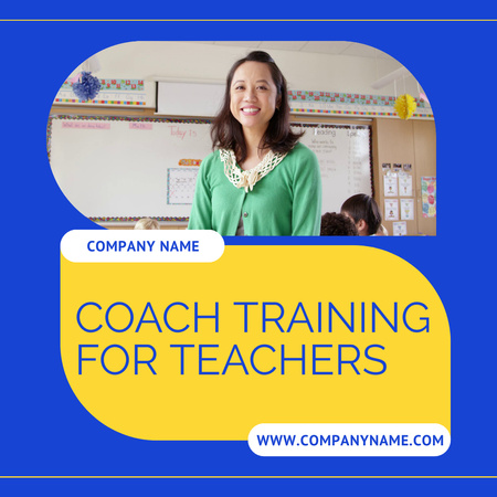 Designvorlage Coach-Trainingsangebot für Lehrer in Blau für Animated Post