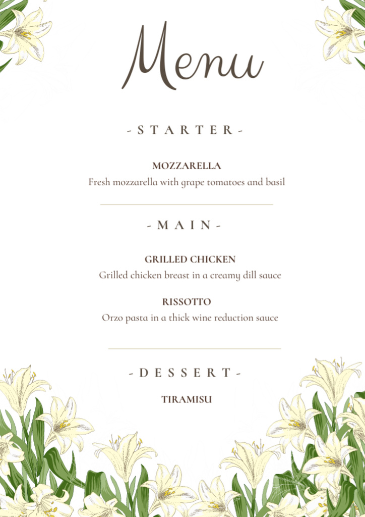 Modèle de visuel Spring Floral Wedding Food List - Menu