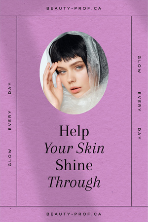 Ontwerpsjabloon van Pinterest van huidverzorging ad met mooie vrouw