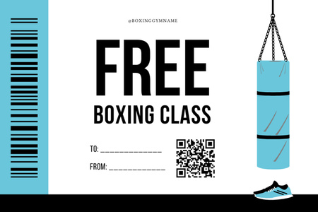 Boxing Classes Ad with Punching Bag Gift Certificate Design Template