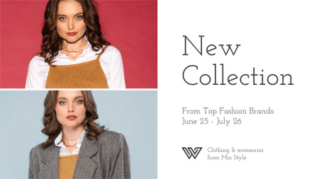 Template di design New Fashion Collection Announcement with Stylish Girls FB event cover