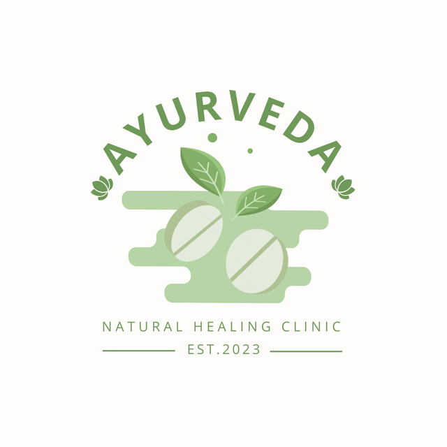 Natural Healing Clinic With Ayurveda Animated Logo Design Template