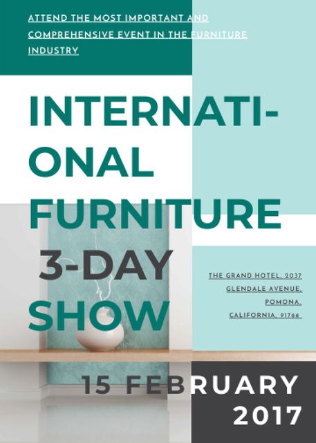 Furniture Show Announcement with Vase for Home Decor Invitation Design Template