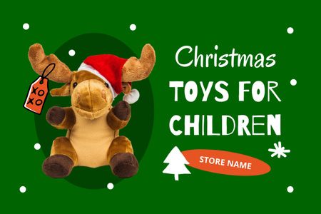 Christmas Toys for Children Sale Label Design Template