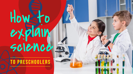 Science Education Kids in Laboratory Youtube Thumbnail Design Template