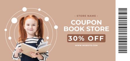 Bookstore's Voucher on Beige Coupon Din Large Design Template