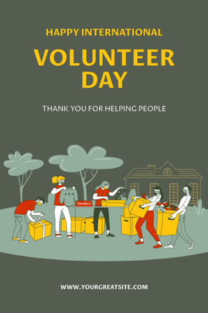 Amazing International Volunteer Day Greeting Postcard 4x6in Vertical Modelo de Design