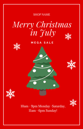 July Christmas Sale with Cute Christmas Tree Flyer 5.5x8.5in Design Template