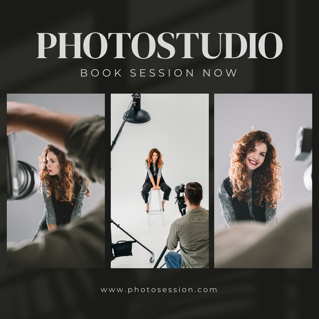 Designvorlage Photo Studio Ad with Posing Model für Instagram
