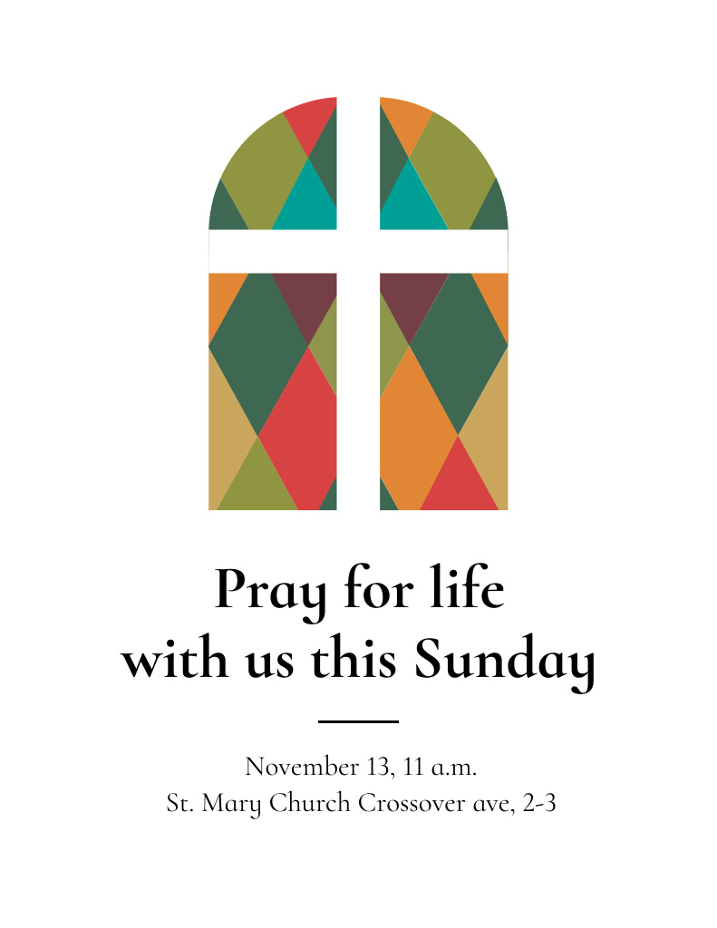 Prayer Meeting in Church Invitation Flyer 8.5x11in Design Template