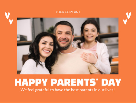 Family Celebrating Parent's Day Together Postcard 4.2x5.5in Design Template