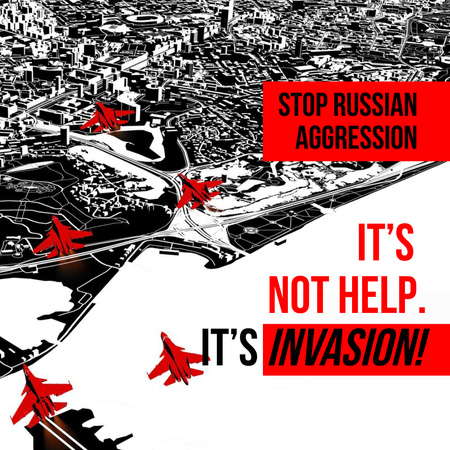 Platilla de diseño Stop Russian Aggression against Ukraine with Red Fighter Aircraft Instagram