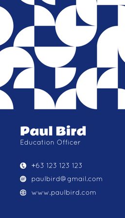 Platilla de diseño Education Officer's Blue Personal Business Card US Vertical