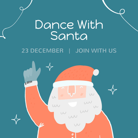 New Year Party Invitation with Santa Instagram tervezősablon