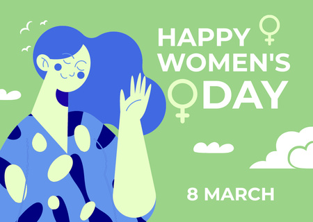 Women's Day Greeting on Green Card Design Template