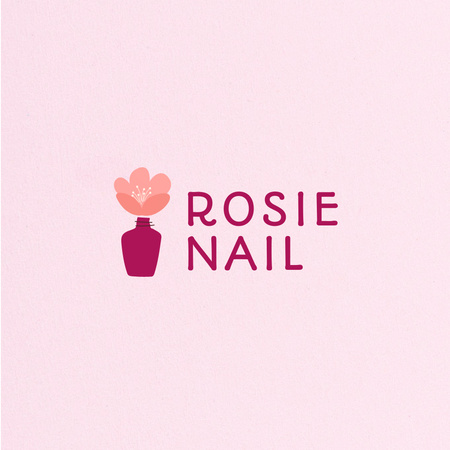 Nail Salon Services Offer with Flower Logo Design Template