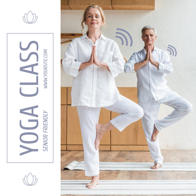Yoga Class For Seniors In White Instagram Tasarım Şablonu