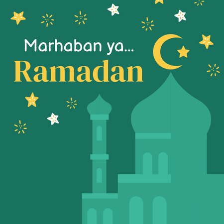 Green Greeting on Ramadan Instagramデザインテンプレート