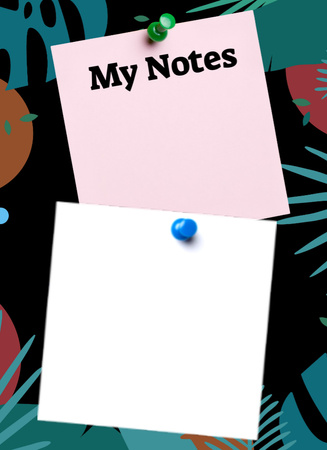 Daily Notes with Push Pins Notepad 4x5.5in Design Template