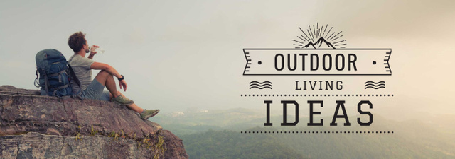 Outdoor Trip Inspiration Backpacker Sitting on Cliff Tumblr Πρότυπο σχεδίασης