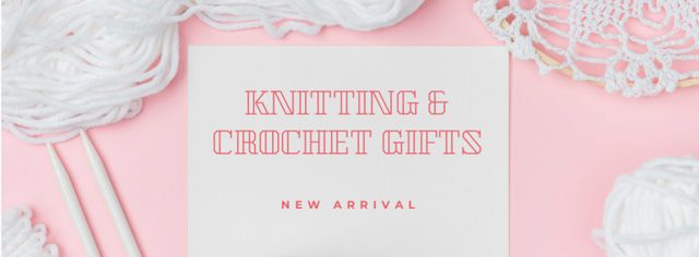 Knitting and Crochet Store in White and Pink Facebook cover Design Template