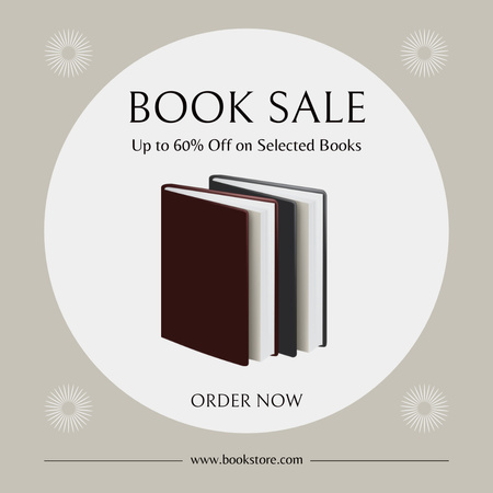 Book Sale Announcement with Discount on Selected Literature Instagram tervezősablon