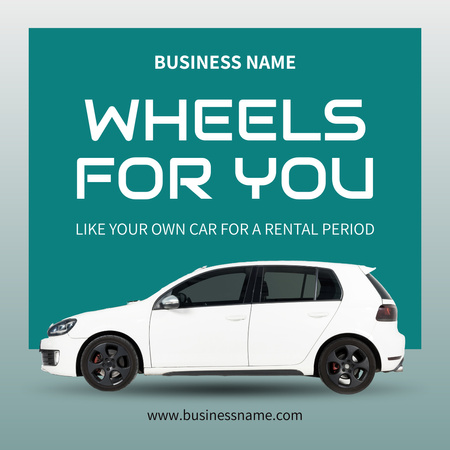 Service of Car Rental Ad on Blue Instagram Design Template