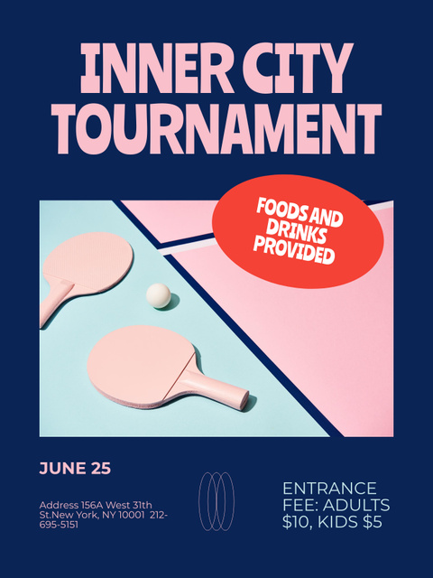 Designvorlage Table Tennis Tournament Announcement für Poster US