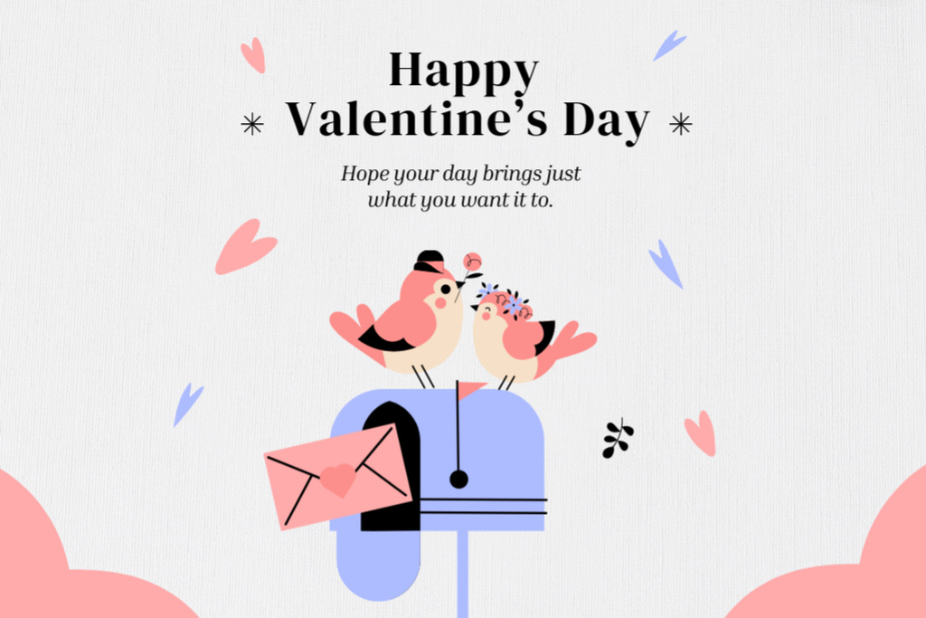 Happy Valentine's Day Wishes In Mailbox Postcard 4x6in Design Template