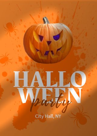 Ontwerpsjabloon van Invitation van Halloween Party Announcement with Scary Pumpkin