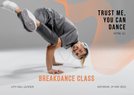 Szablon projektu Reklama zajęć szkolenia breakdance Flyer A6 Horizontal