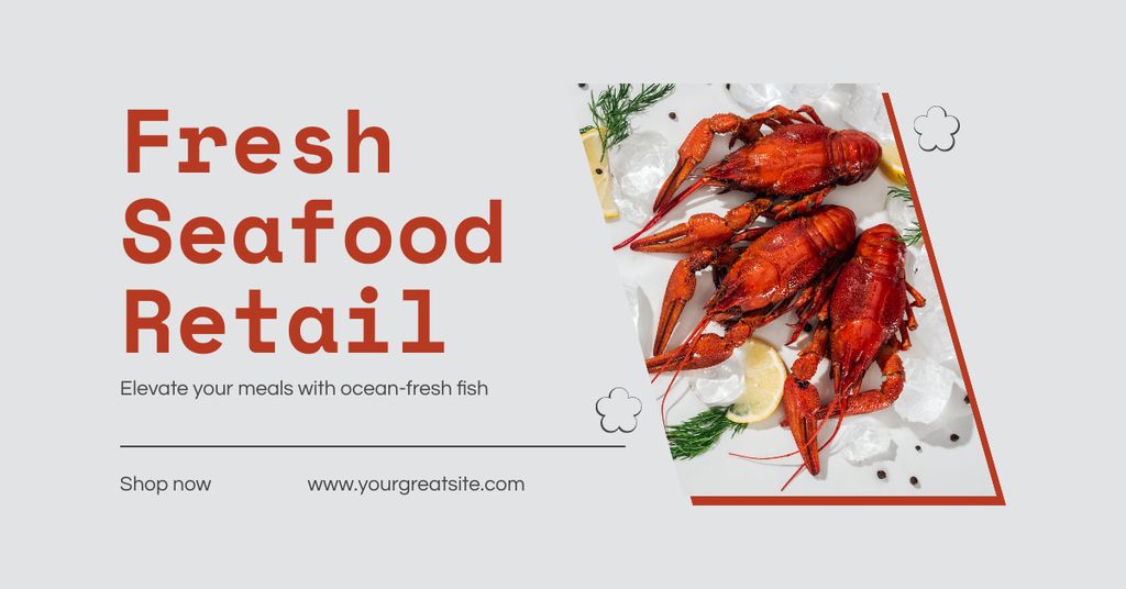 Fresh Seafood Retail Ad Facebook AD Modelo de Design