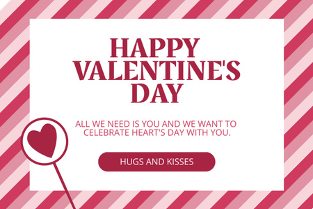 Valentine's Day With Hugs And Kisses Postcard 4x6in Šablona návrhu