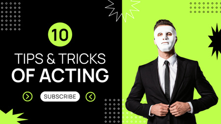 Acting Tips and Tricks with Masked Man Youtube Thumbnail Design Template