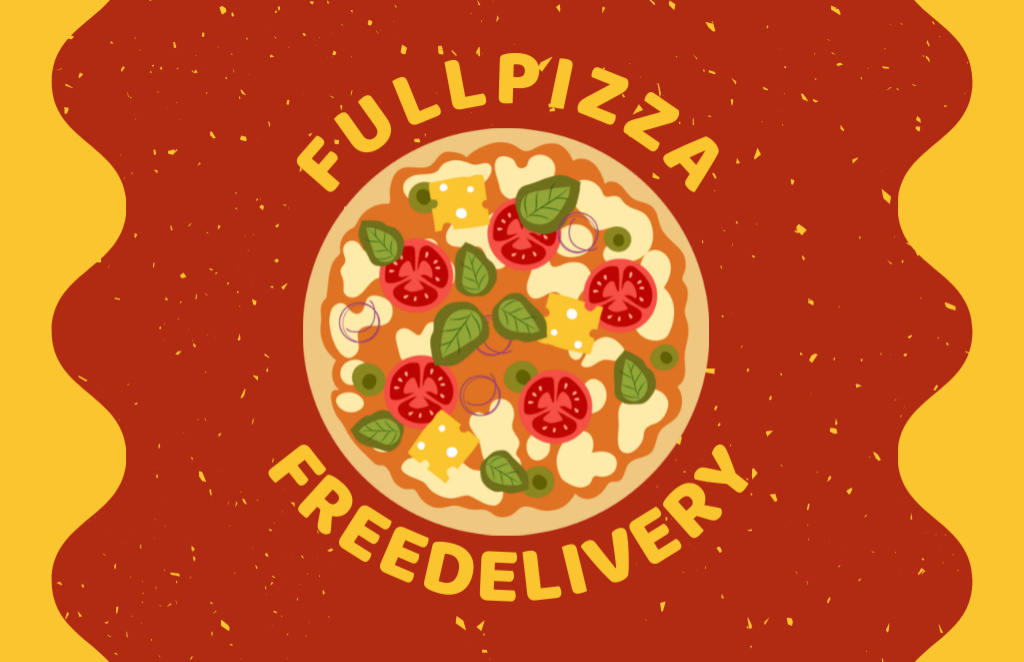 Designvorlage Free Shipping Pizzeria Emblem für Business Card 85x55mm