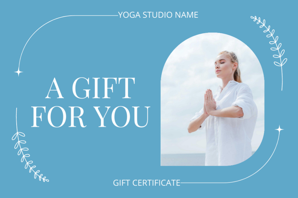 Yoga Classes Promotion with Meditating Woman Gift Certificate tervezősablon