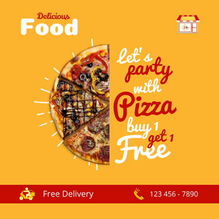 Platilla de diseño Let`s Party With Pizza Instagram