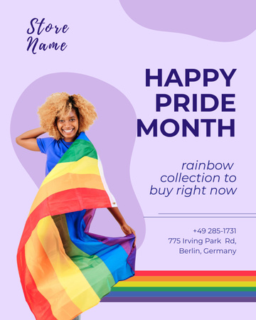 Modèle de visuel Annonce de boutique LGBT avec une femme en drapeau - Poster 16x20in