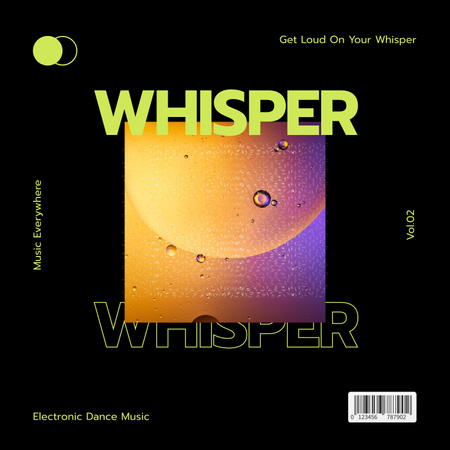 Designvorlage Moderne Komposition mit Verlaufsblasenfoto und grünen Titeln für Album Cover