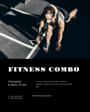 Fitness Combo Ad with Woman Poster 16x20in Tasarım Şablonu