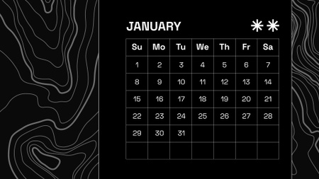fekete absztrakt textúra Calendar tervezősablon