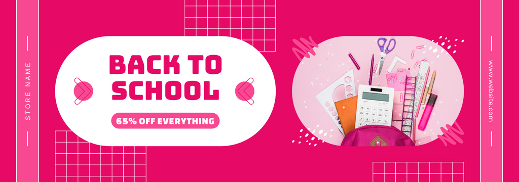 Template di design Discount on All School Items on Pink Tumblr