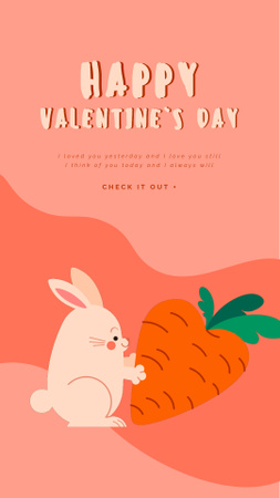 Cute Bunny with Valentine's  Carrot Instagram Video Story Design Template