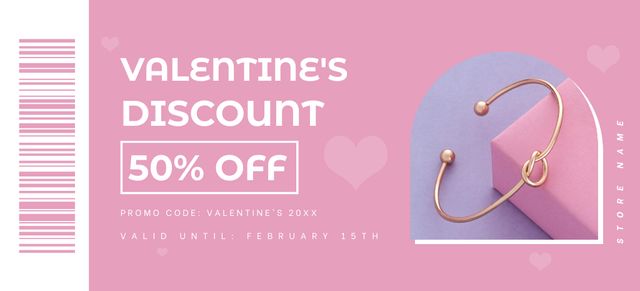 Valentine's Day Jewelery Discount Voucher Coupon 3.75x8.25in – шаблон для дизайну